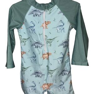 Kids Dinosaur Print Swim Suit rash guard